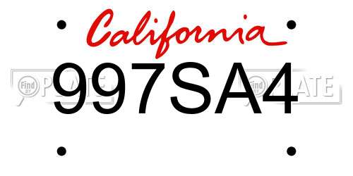 997SA4 California License Plate