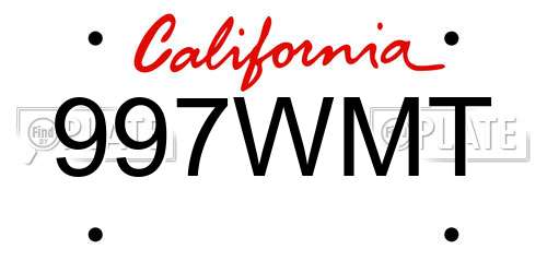 997WMT California License Plate