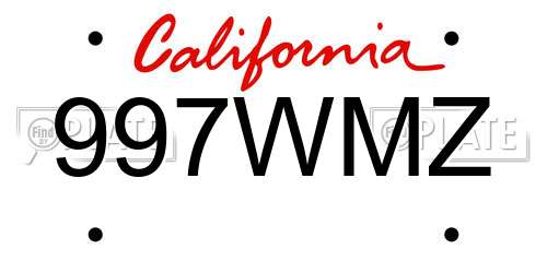 997WMZ California License Plate