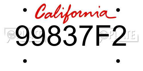 99837F2 California License Plate