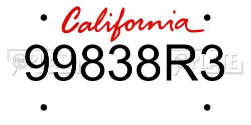 99838R3 California License Plate