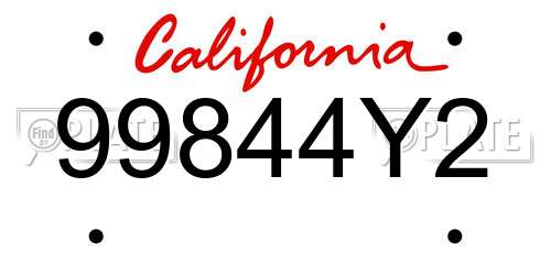 99844Y2 California License Plate