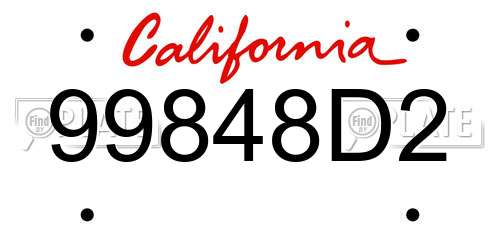 99848D2 California License Plate