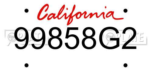 99858G2 California License Plate