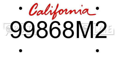 99868M2 California License Plate