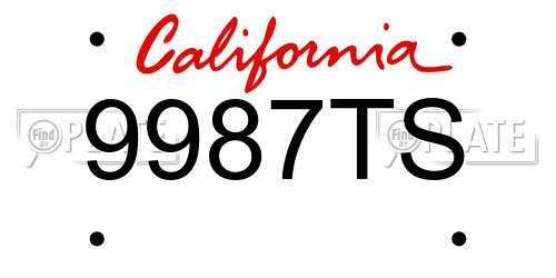 9987TS California License Plate