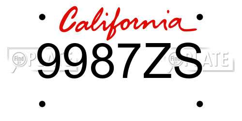 9987ZS California License Plate