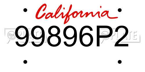 99896P2 California License Plate