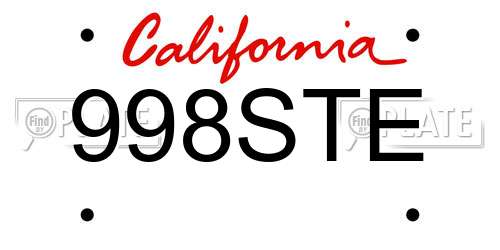 998STE California License Plate
