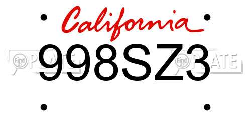 998SZ3 California License Plate