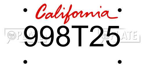 998T25 California License Plate