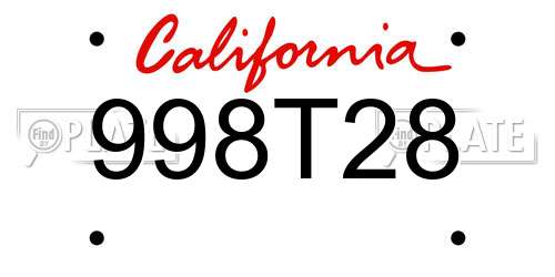 998T28 California License Plate