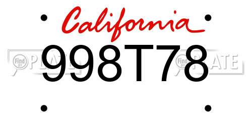 998T78 California License Plate