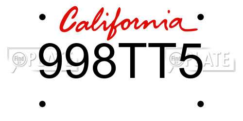 998TT5 California License Plate