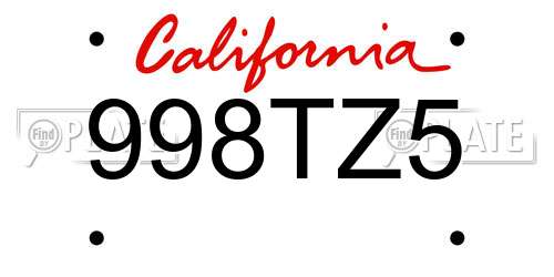 998TZ5 California License Plate