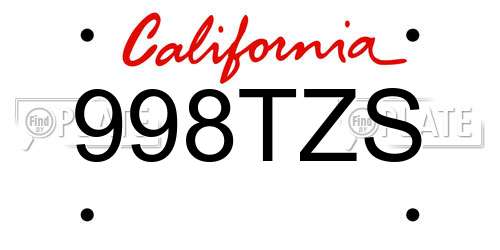 998TZS California License Plate