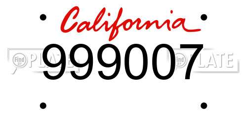 999007 California License Plate