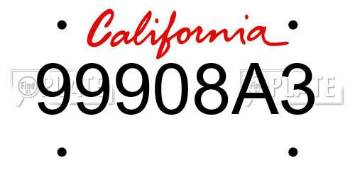 99908A3 California License Plate