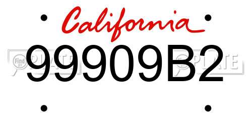 99909B2 California License Plate