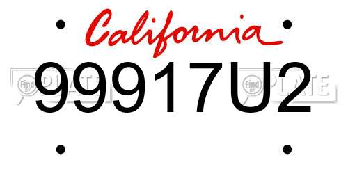 99917U2 California License Plate