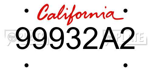 99932A2 California License Plate