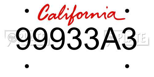 99933A3 California License Plate