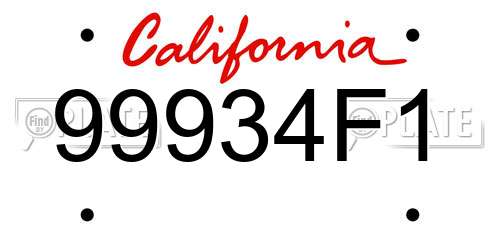 99934F1 California License Plate