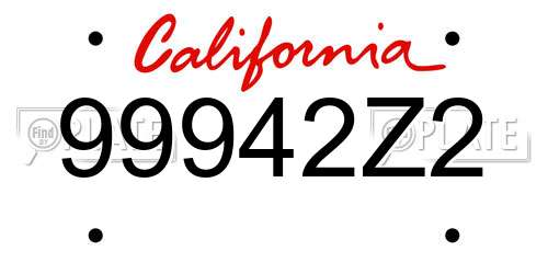 99942Z2 California License Plate