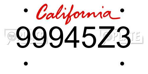 99945Z3 California License Plate