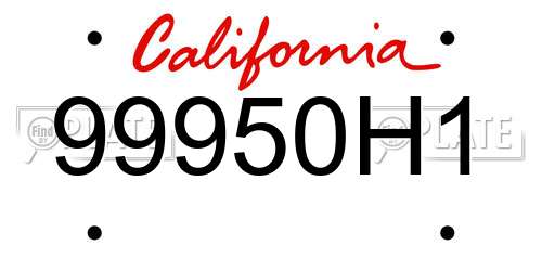 99950H1 California License Plate