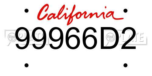 99966D2 California License Plate