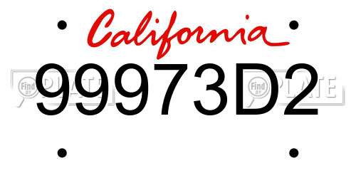 99973D2 California License Plate