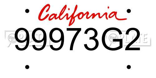99973G2 California License Plate
