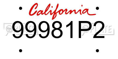 99981P2 California License Plate