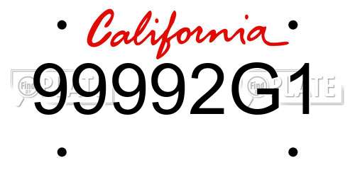 99992G1 California License Plate