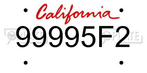 99995F2 California License Plate