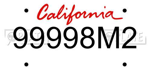 99998M2 California License Plate
