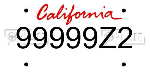 99999Z2 California License Plate