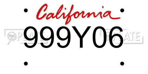 999Y06 California License Plate