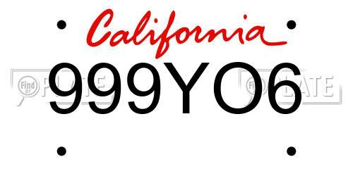 999YO6 California License Plate