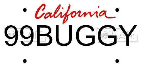 99BUGGY California License Plate