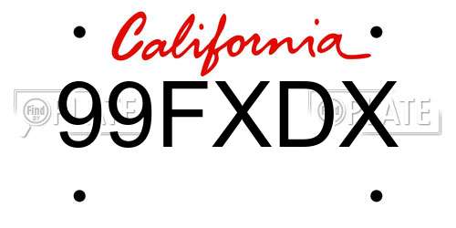 99FXDX California License Plate