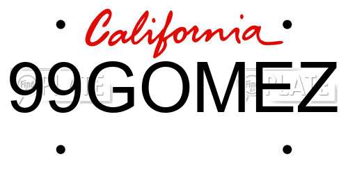 99GOMEZ California License Plate
