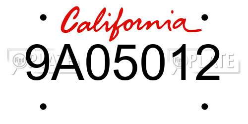 9A05012 California License Plate