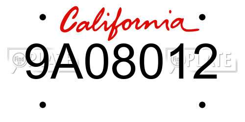 9A08012 California License Plate