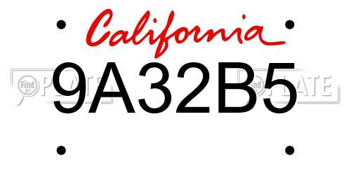 9A32B5 California License Plate