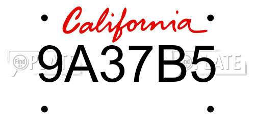 9A37B5 California License Plate