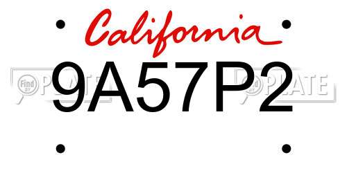 9A57P2 California License Plate