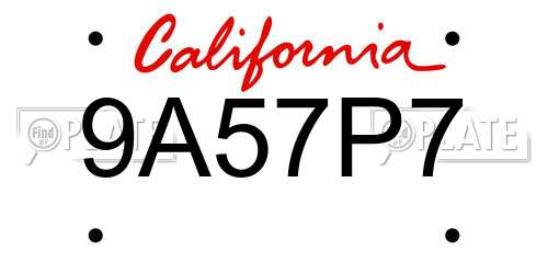 9A57P7 California License Plate