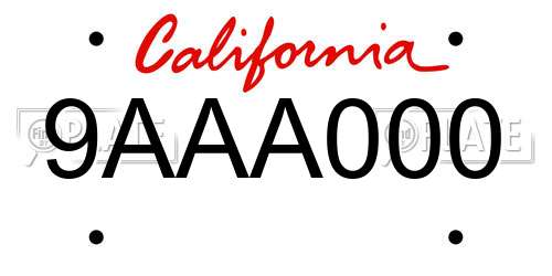 9AAA000 California License Plate